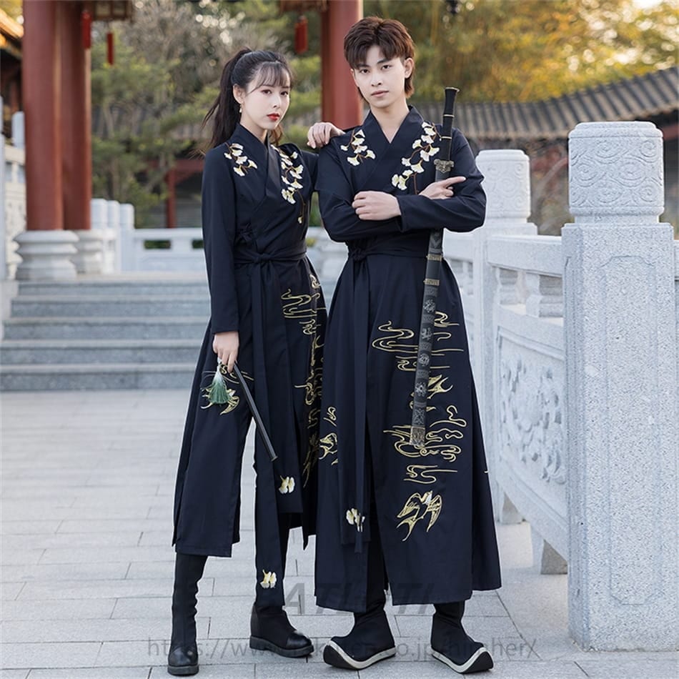 高品質新入 男女兼用唐装漢服　中華服　チャイナ服　中国古代衣装 コスチューム　ペアルック　レディース 大人 舞台衣裳 華流コスプレ衣装　漢元素 上下3点セット　交差襟　カンフー 武術　ロング丈ブラウス