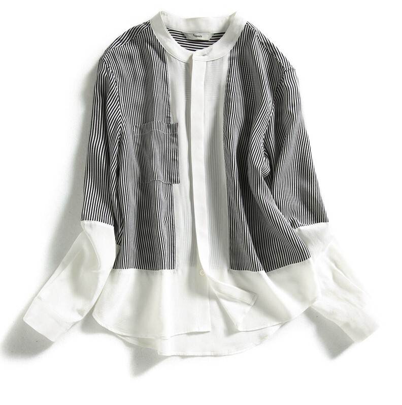 トップス シャツ ブラウス オフィスカジュアル 袖あり 長袖 スタンドカラー タイト 細身 かわいい 可愛い きれいめ シンプル 大人 上品 おしゃれ お洒落 かっこいい 大人可愛い 大人女子 こなれ 5,148円