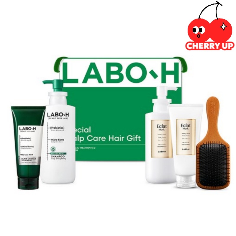 LABO-Hスペシャルヘアケア 5点セットシャンプー＆トリートメント＆ヘアマスク＆ウッドブラシ ギフトセット頭皮ケア ボリュームケア ダメージ補修 乾燥対策 エイジングヘア 毛先集中ケア 韓国ヘアケア