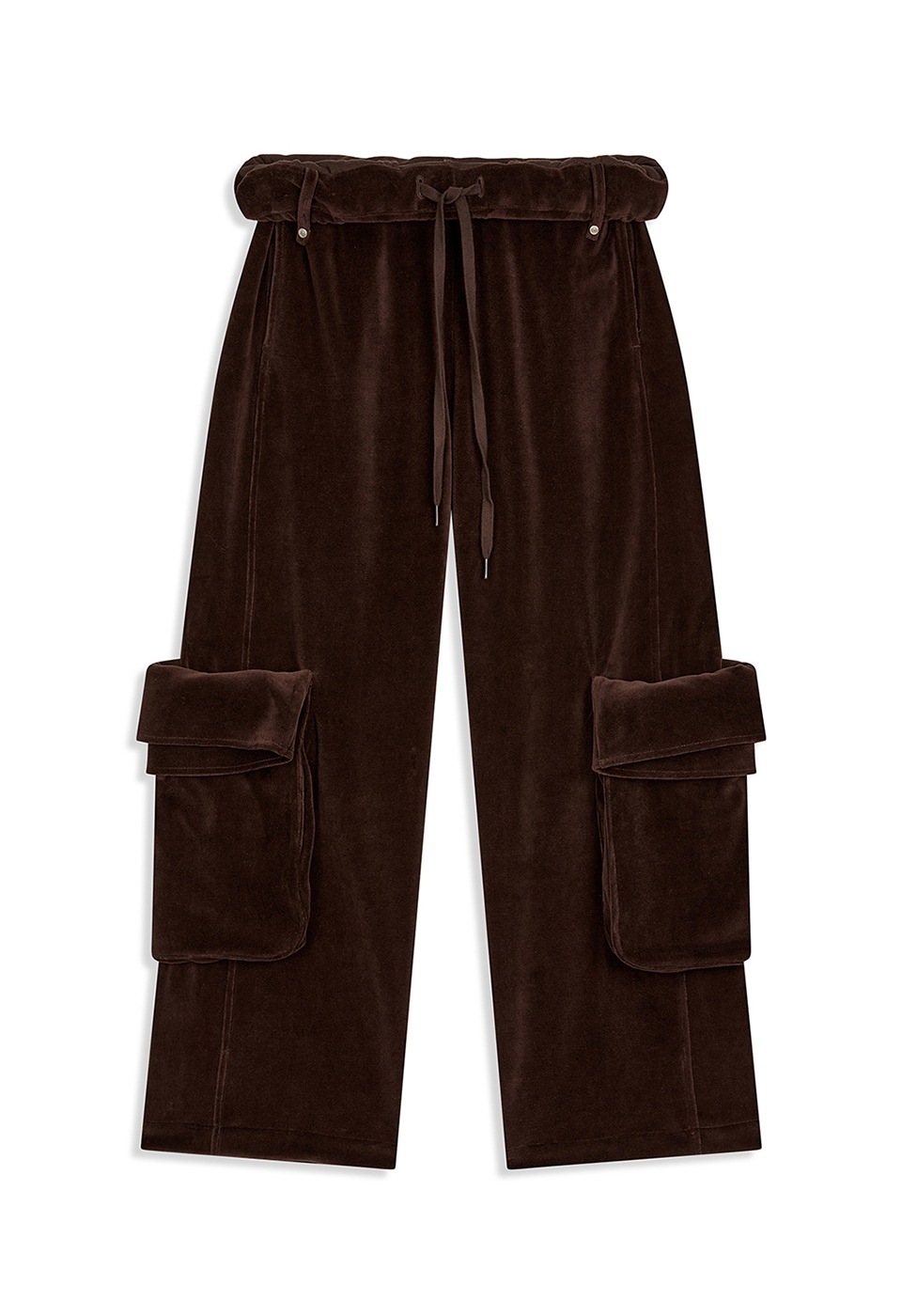 【OPEN Yy】 25FW ROLLED WAIST VELOUR CARGO PANTS : BROWN