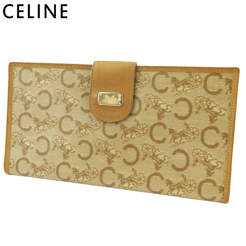 長財布 Wホック 財布 Cマカダム レディース メンズ オールドセリーヌ ベージュ ブラウン 中古