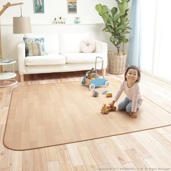ラグ ダイニングラグ 182180cm 長方形 木目 ウッド調 北欧 リビング 防水 撥水 防カビ 抗菌 日本製 床材 傷防止 キズ 防ぐ フローリング