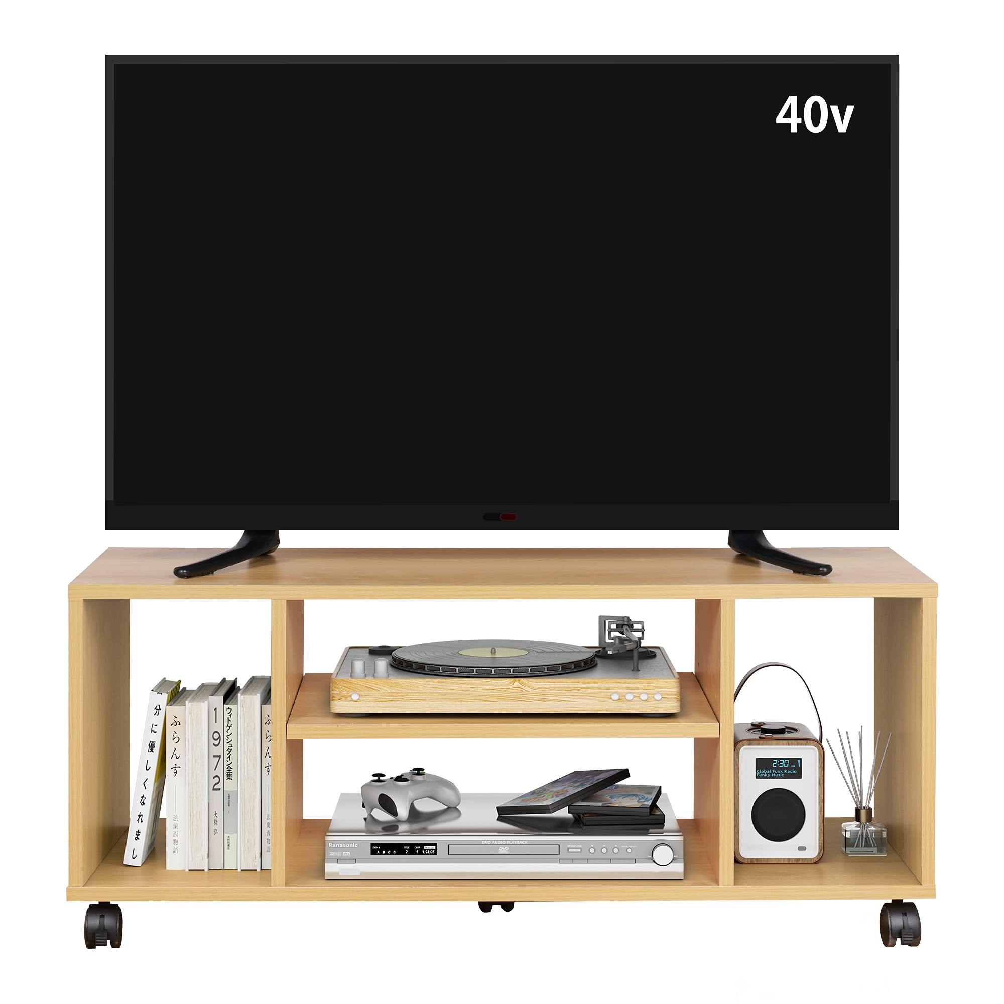 DEVAISE テレビ台 テレビボード ローボード tv台 キャスター付き tvボード 移動便利 40インチまで対応 コーナー 幅90cm コンパクト 省スペース型 簡単組立 おしゃれ ナチュラル