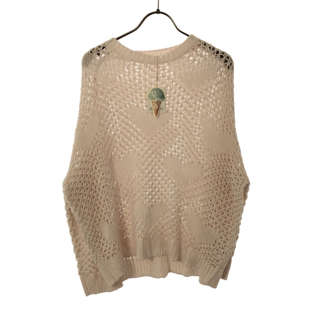 未使用 ハート 長袖 ハートリリヤーンプルオーバー ルームウェア F ピンク 透かし編み ジェラピケ タグ付き レディース 古着