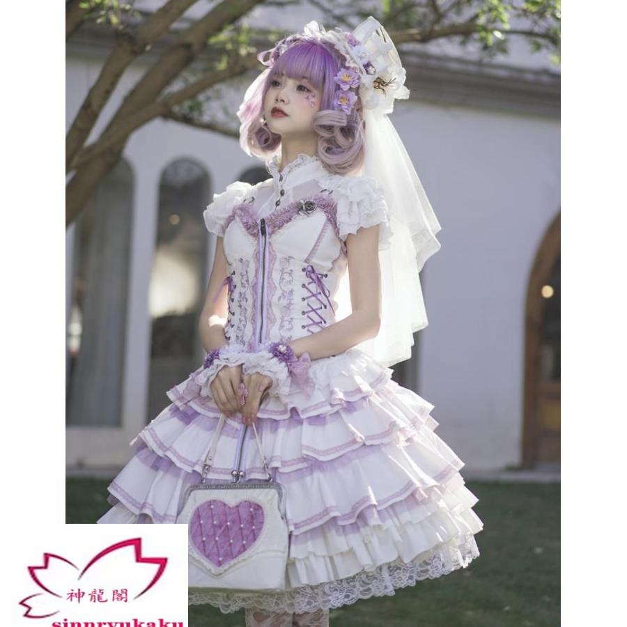 /新発/Lolita系　薔薇の夏/ワンピース　jsk　日常　写真　舞台/ロリータ トップス 萌え ゴスロリ トップス 吊りスカート 花嫁　洋服 ウエディングドレス　人