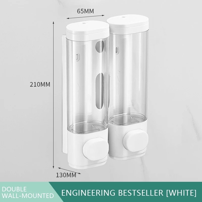手指消毒剤 壁に固定された痛みのない石鹸ディスペンサー シャワージェル シャンプー用 ホテル用 White Two