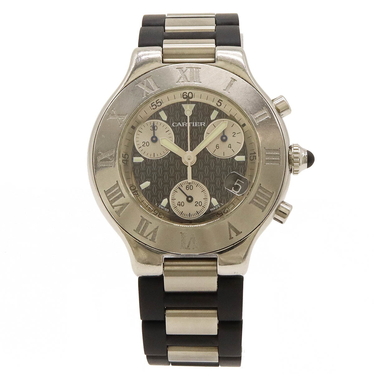 マスト21 ヴァンテアン クロノスカフ クロノグラフ SS ラバー メンズ QZ クォーツ 腕時計 W10125U2