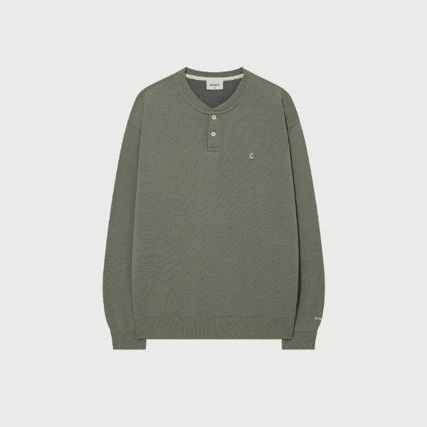 長袖Tシャツ JQS CO2503CR12-KG ヘンリーネック スウェットシャツ カーキグレー