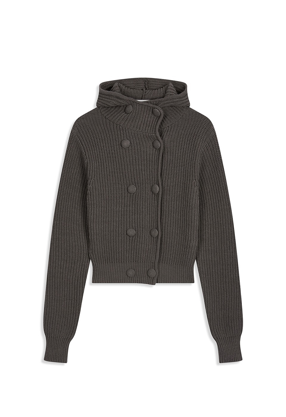 【OPEN Yy】 26SS HOODED BUTTON CARDIGAN : CHARCOAL