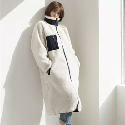 8色韓国秋冬新型スタンドカラー子羊毛コート女性両面は厚いファスナーコートを着ます