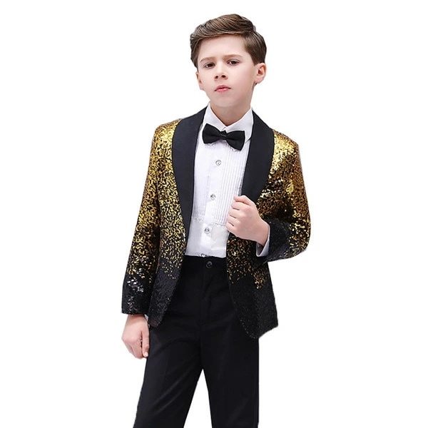 キッズ ジャケット（単品）ステージ 衣装 スパンコール 男の子 王子様 貴族 舞台 演劇 イベント 学園祭 ハロウィン カラオケ 大会 キラキラ 子供 ズボン追加可【110/120/130/140/1