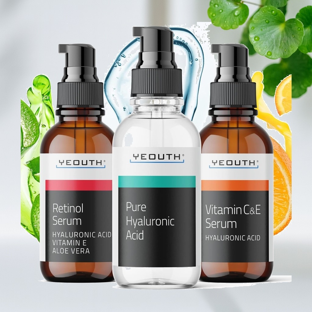 YEOUTH ピュア ヒアルロン酸 美容液 +ビタミンcセラム+レチノール 美容液Retinol Serum for Face + Vitamin c serum for face + Hyaluro