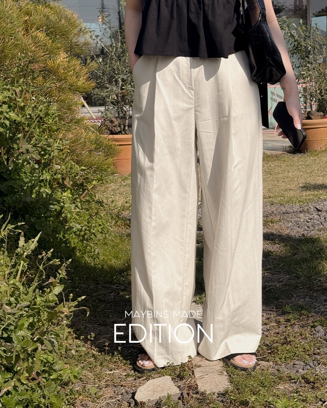 [MADE] リアナイロンワイドスラックス韓国ファッション レディース