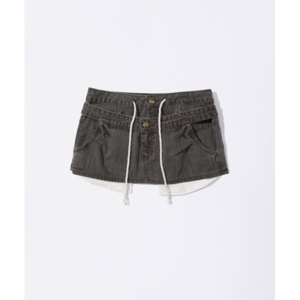 スカルプター Apron Layered Mini Skirt Charcoal SC25S451CH