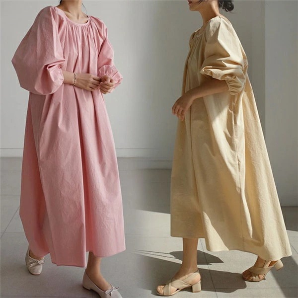 韓国風 大きいサイズ マキシ丈 レディース ワンピース ワンピ 春 春物 ゆったり ぽっちゃり 着痩せ 着まわし美人シャツワンピ ゆったり マキシ レディース 綿 カジュアル 母の日 ピンク 黒 ベ