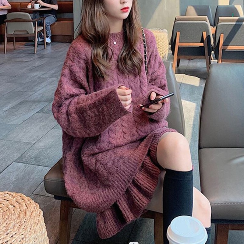 魚尾スカート春の新型韓国版ゆったりとした厚手のスカート2点セットの怠惰なスカートニット女装