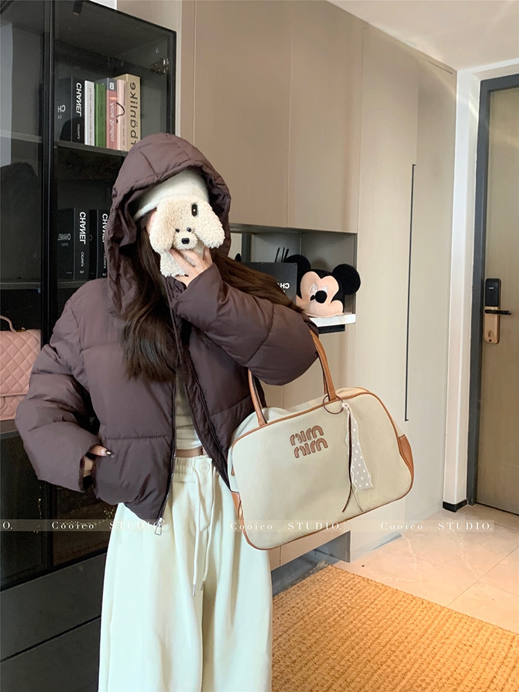 ふっくら中綿 あたたかい 冬 防寒あったか暖かいかわいい ブルゾン厚手アウターBF風スタンドハイネック無地羽織る ファッション系大人ゆったりカジュアルストリート にサイズ丈シルエット秋レディース黑白