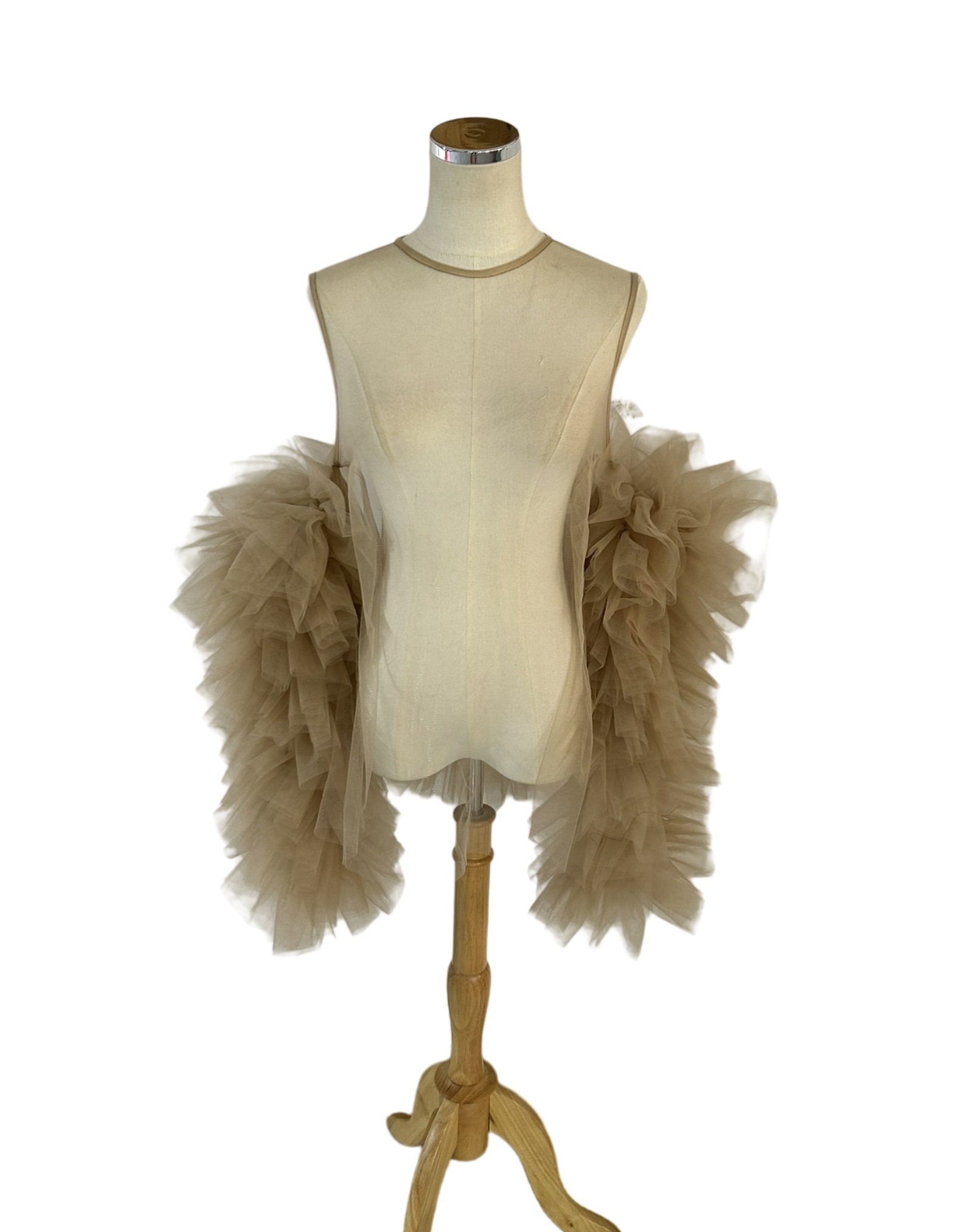 人気上昇！トップス 透ける ブラウン ラッフルフリル お色直し