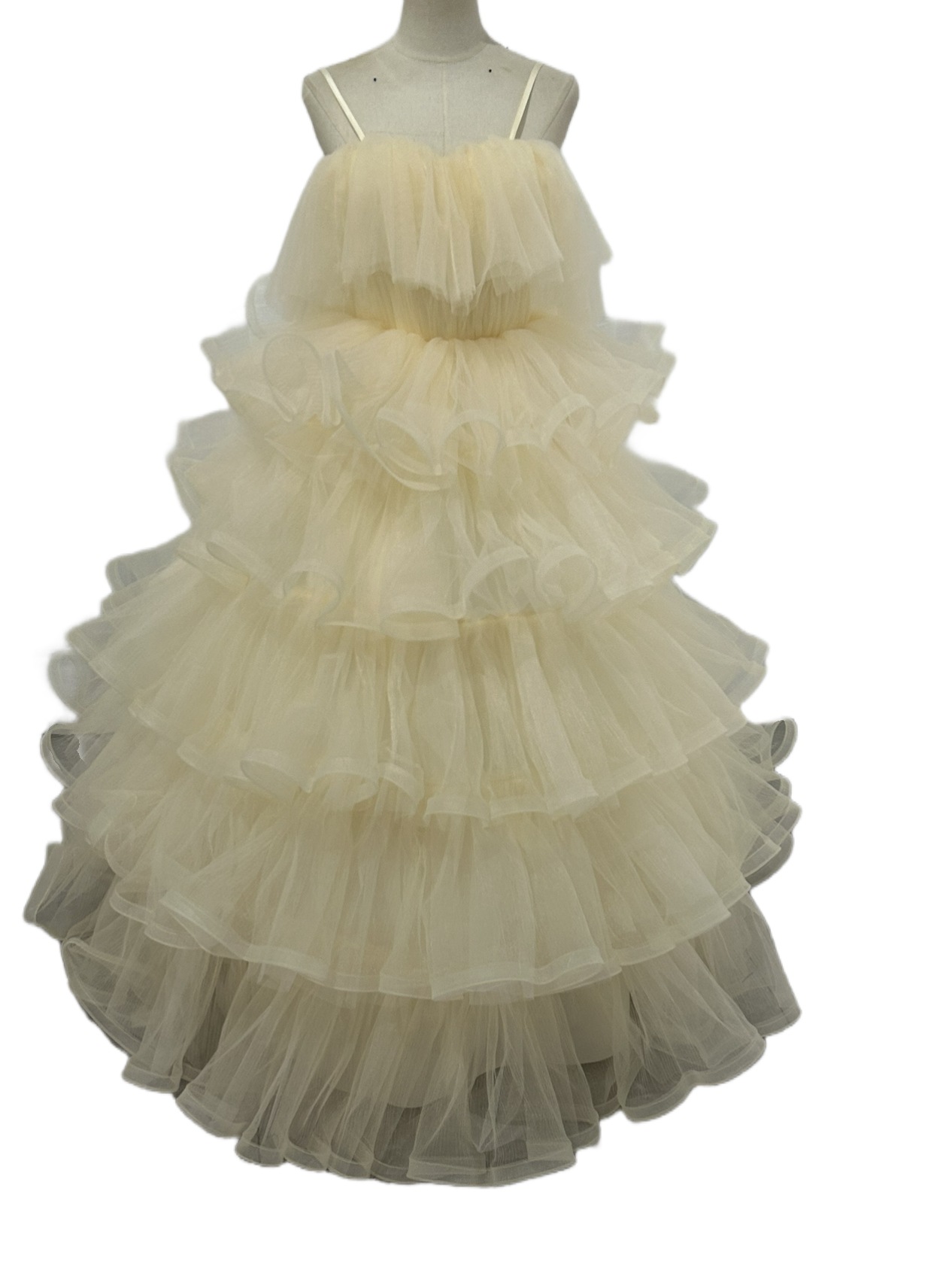 カラードレス シャンパン色 ラッフルフリル キャミソール プリーツスカート 2次会/合コン