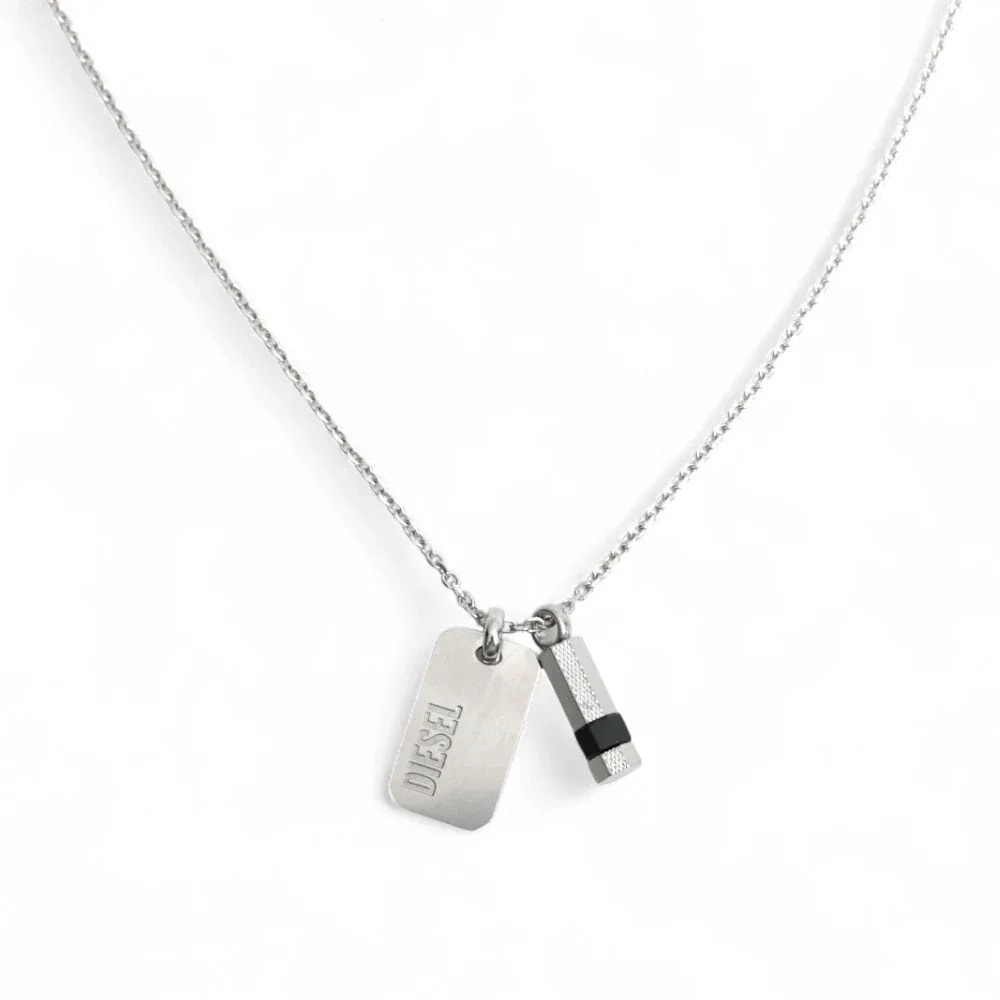 DZ メンズ ネックレス アクセサリー DIESEL DX1156040 プレート シルバー 並行輸入品