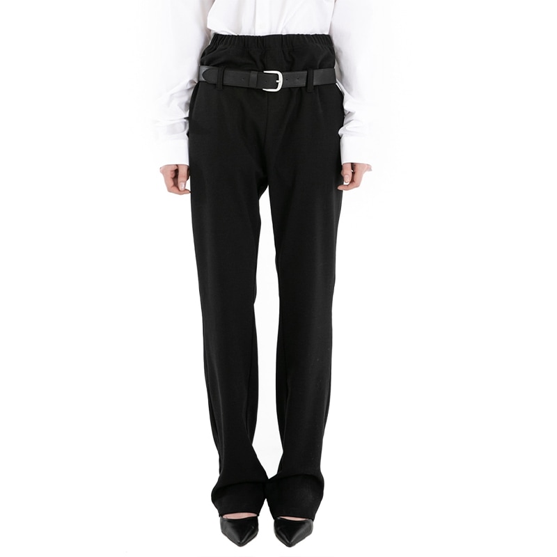 HIGH-WAIST CAT BELT LOOP PANTS BLACK