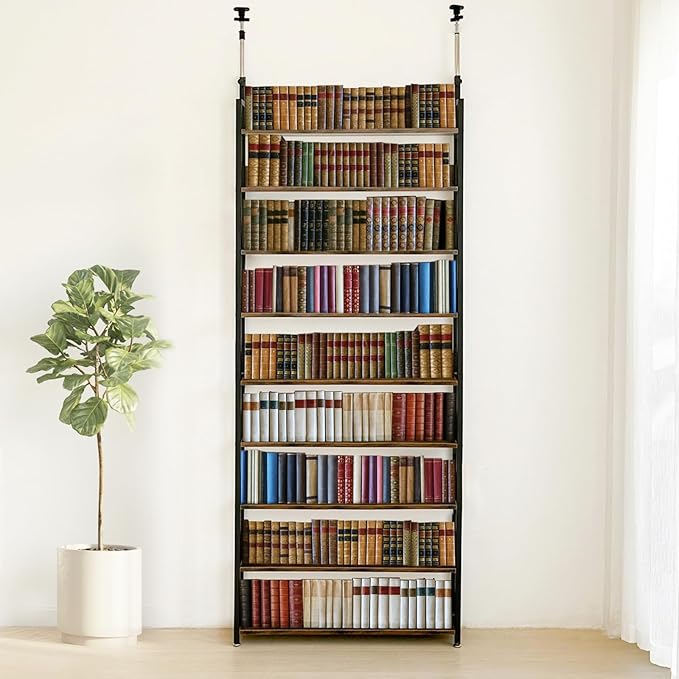 本棚 突っ張り つっぱりラック つっぱり棚 突っ張りラック 収納棚 壁面収納 ウォールラック 大容量 スリム コミックラック 薄型 シェルフ 収納 パーテーション 9段 簡単設置 DIY 穴あけ 工事