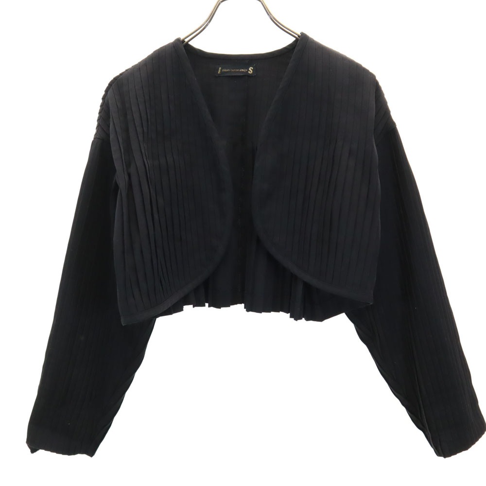 80s 日本製 ヴィンテージ イッセイミヤケ 長袖 プリーツ ボレロ M ブラック カーディガン レディース