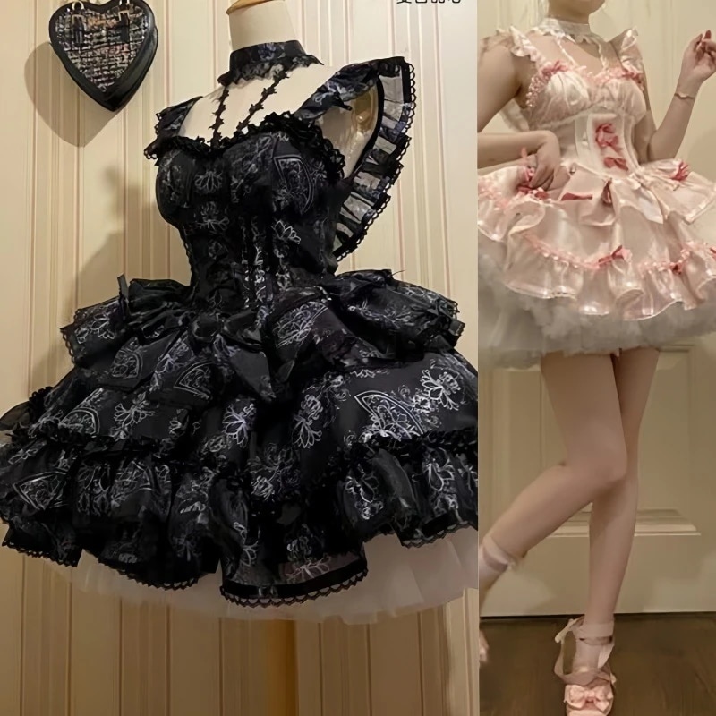 キューティーハニーバレエ ロリータドール コスプレ ドレス キャミワンピース 初恋ドレス レトロ 花嫁 茶会 可愛い 二次元ワンピース 6