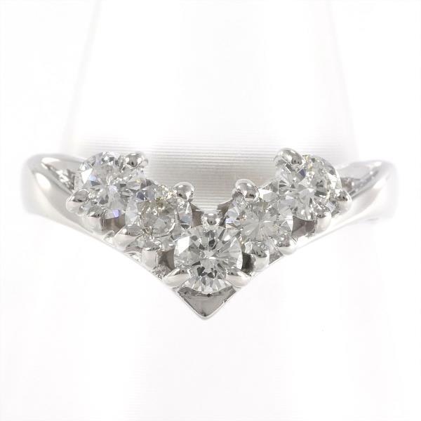 PT850 プラチナ リング 指輪 9.5号 ダイヤ 0.52 カード鑑別書 ジュエリー 中古