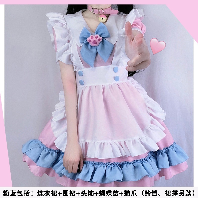 s-4xl大きいサイズメイド服超可愛いビッグリボンロリータドレスレディースお兄さんピンクブルー可愛いスカート