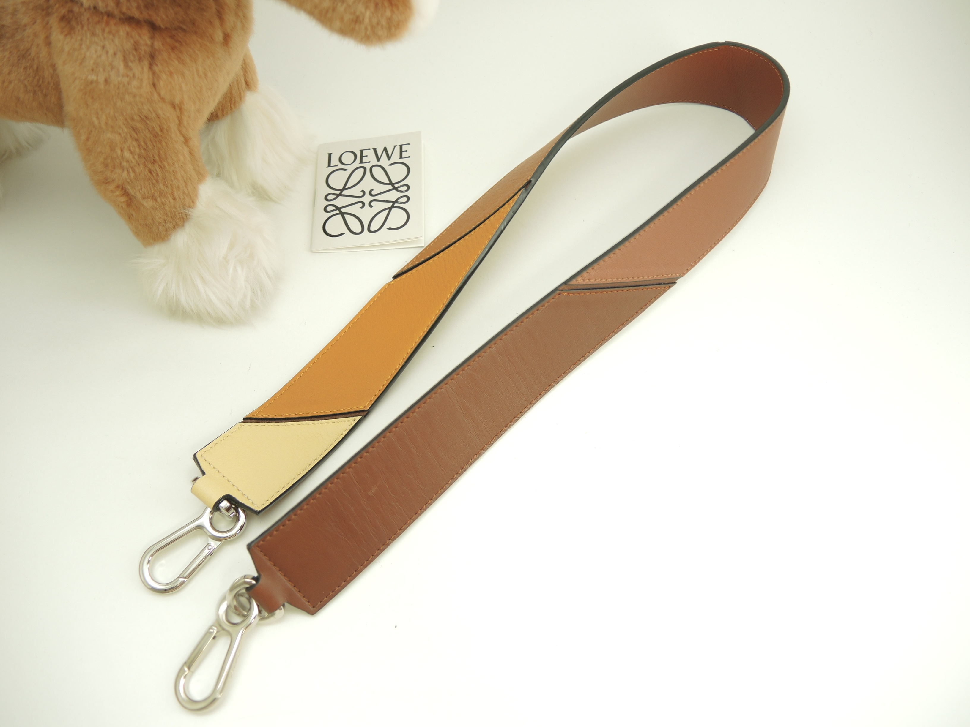 ショルダーストラップ パズル レザー茶系 ロング シルバー金具 極美品@ 5