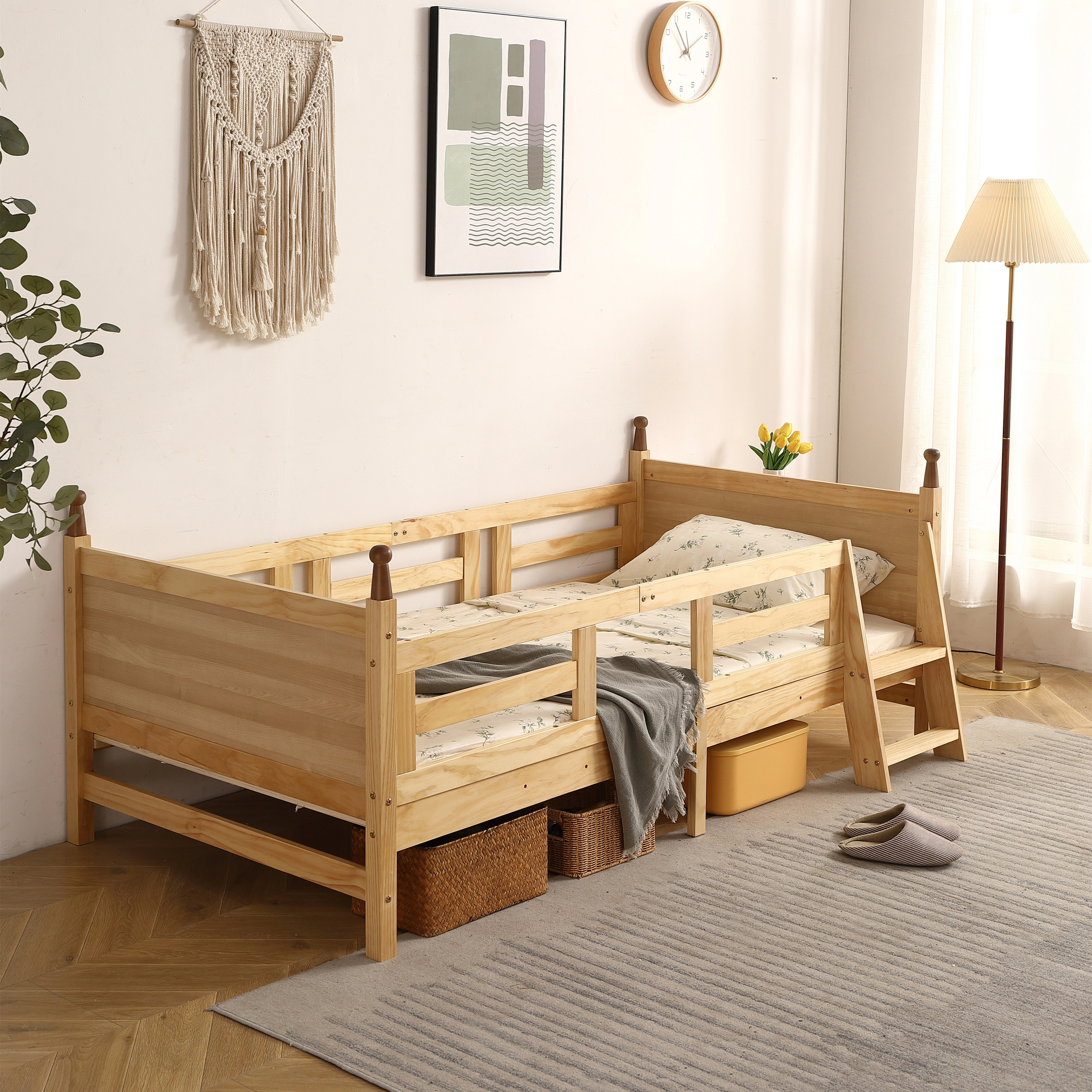 Hot!!!ロータイプ ロフトベッド 木製 システムベッド 子供ベッド ローハシゴ付く シングル ウッド ナチ