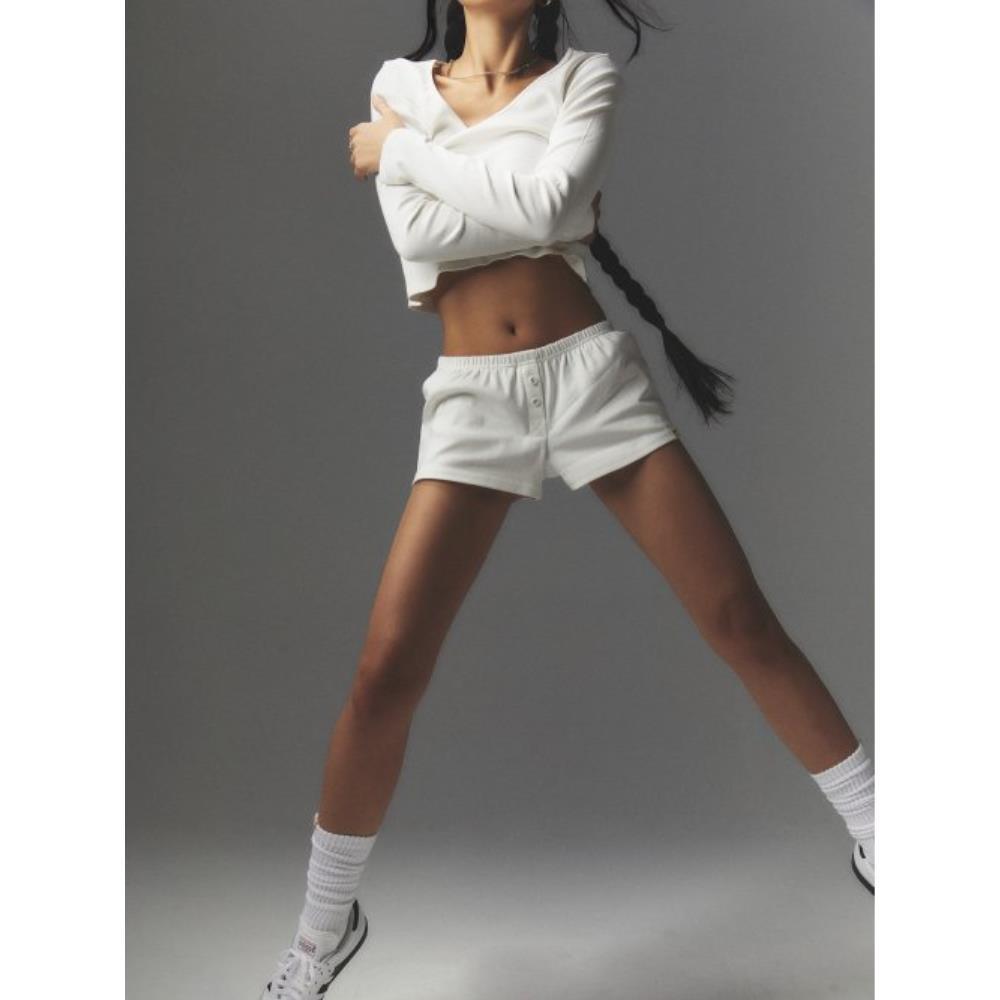 GLOWNY BUTTON FLY MINI SHORTS WHITE 23B0013