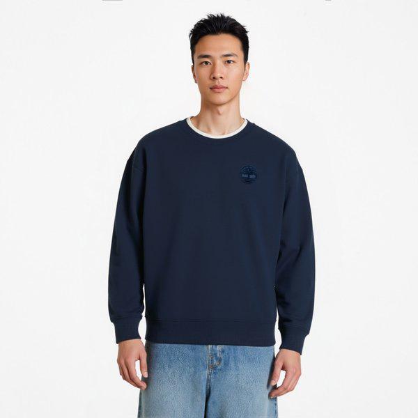 ユニセックスレイヤードクルーネックマンツーマンネイビー 0YH6S P52