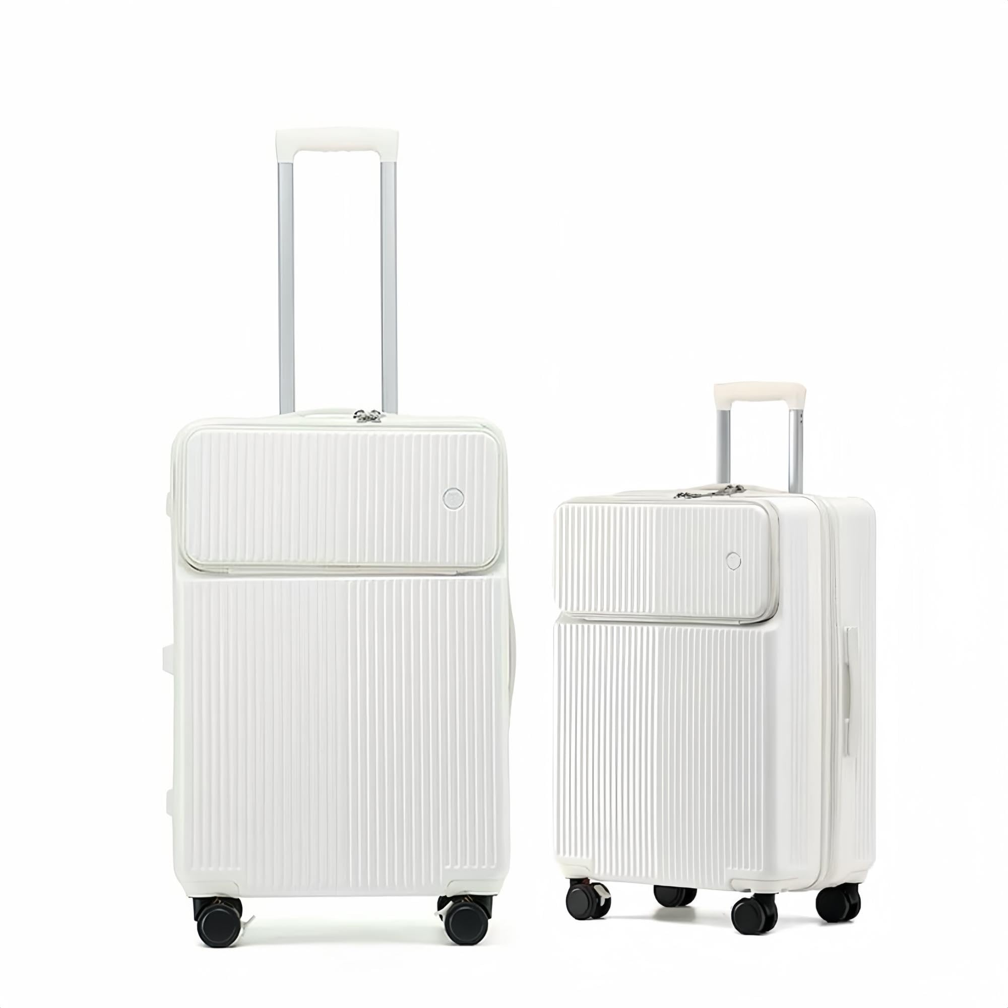 [Spyplan] キャリーケース キャスター ストッパー付き スーツケース 機内持ち込み フロントオープン 可愛い 多機能 トップオープンパソコンケース キャリーバッグ カップホルダー付き トランク