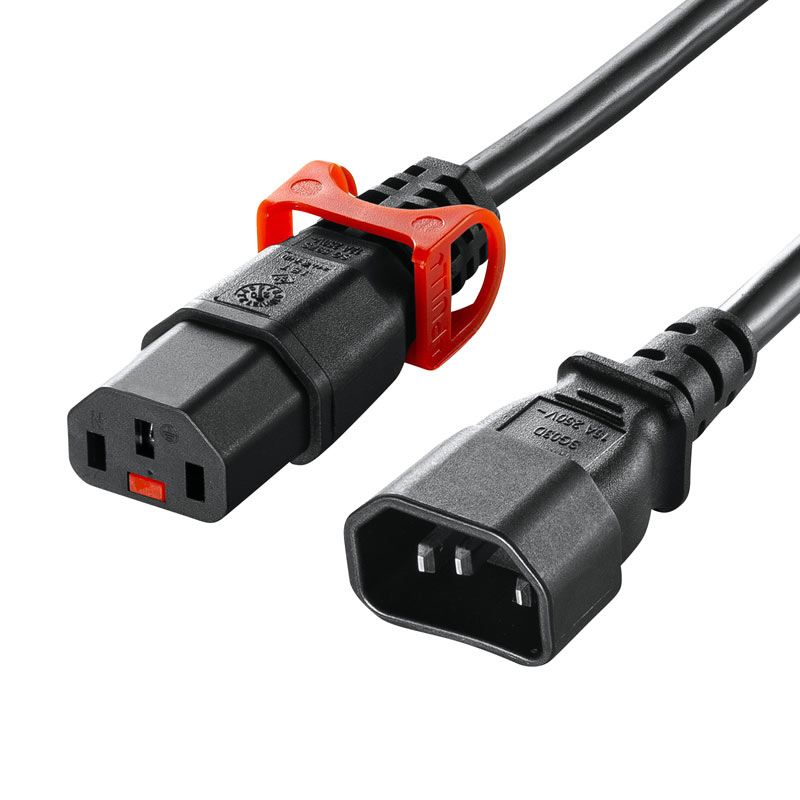 抜け防止ロック式電源コード ロックプラス 5m APW15-C14C13LP-50