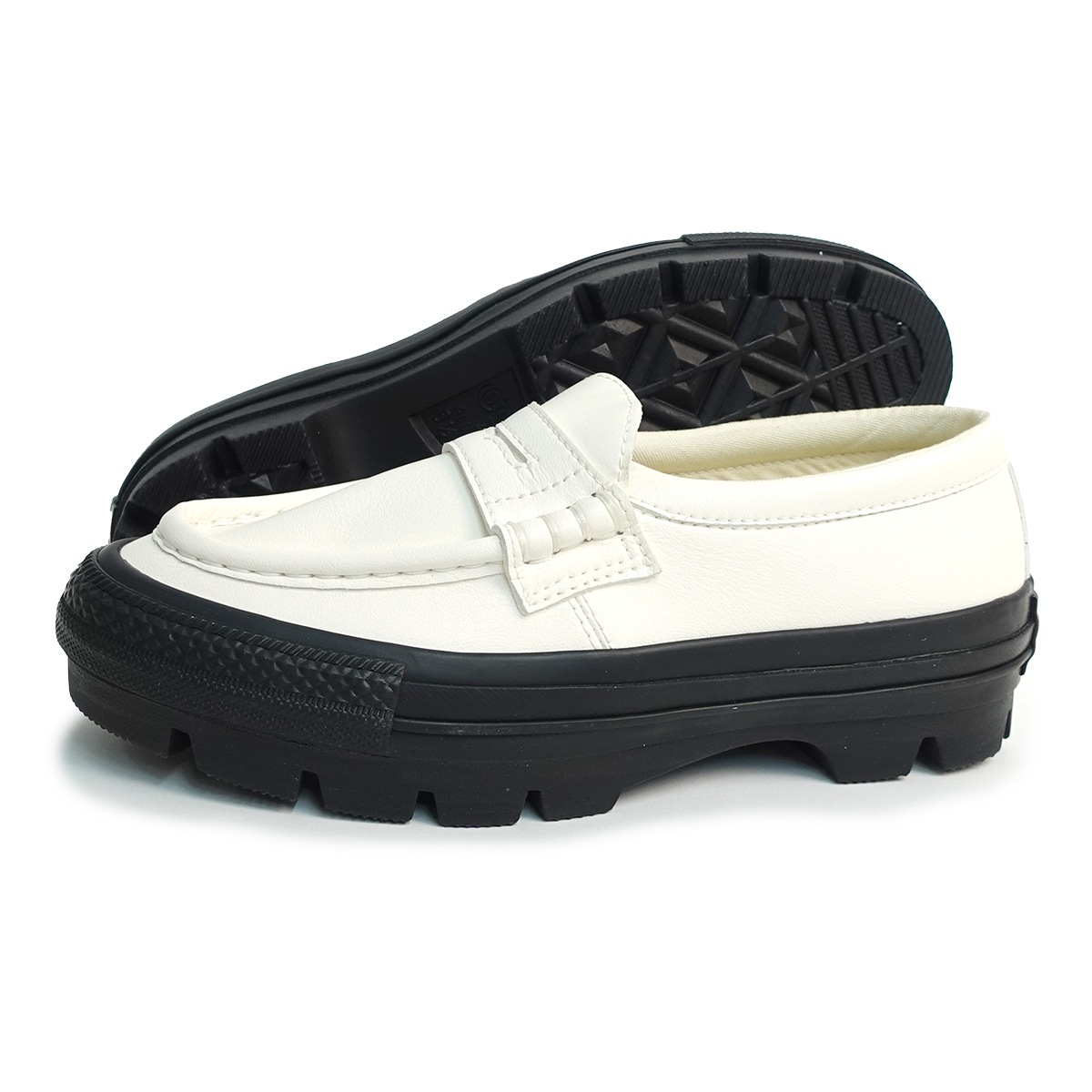 スニーカー ローカット 厚底 メンズ レディース オールスター チャンク ローファー ホワイト/ブラック