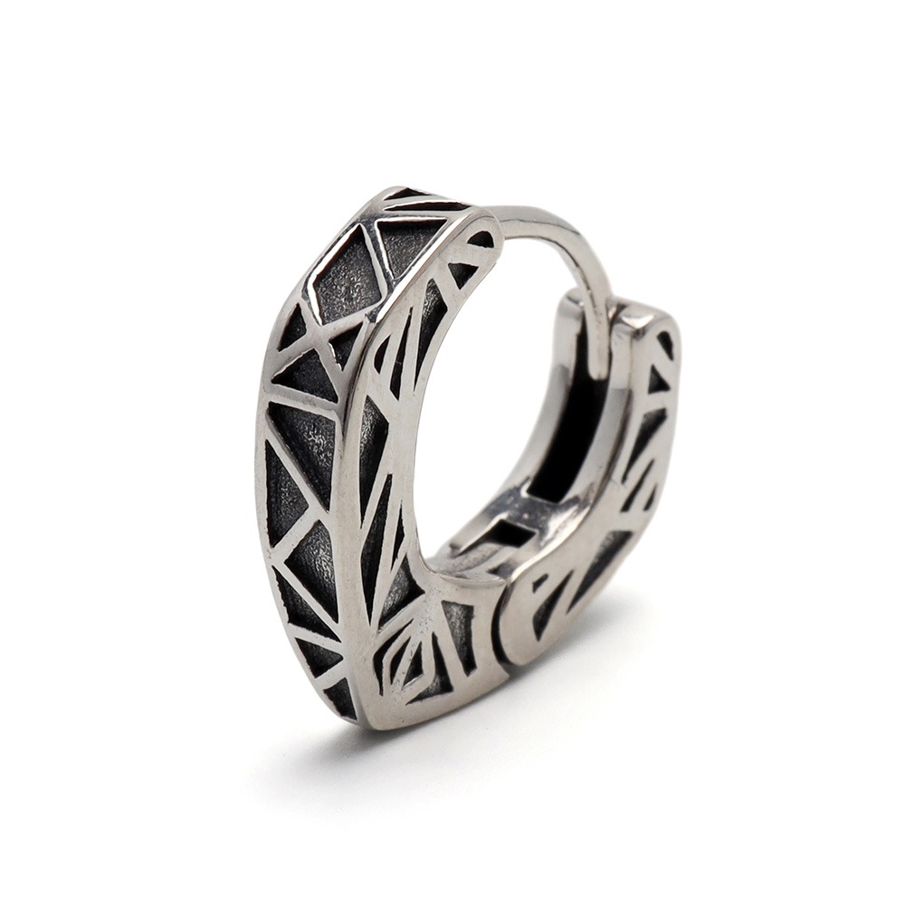 シルバー925 幾何学模様フープピアス [ce313]