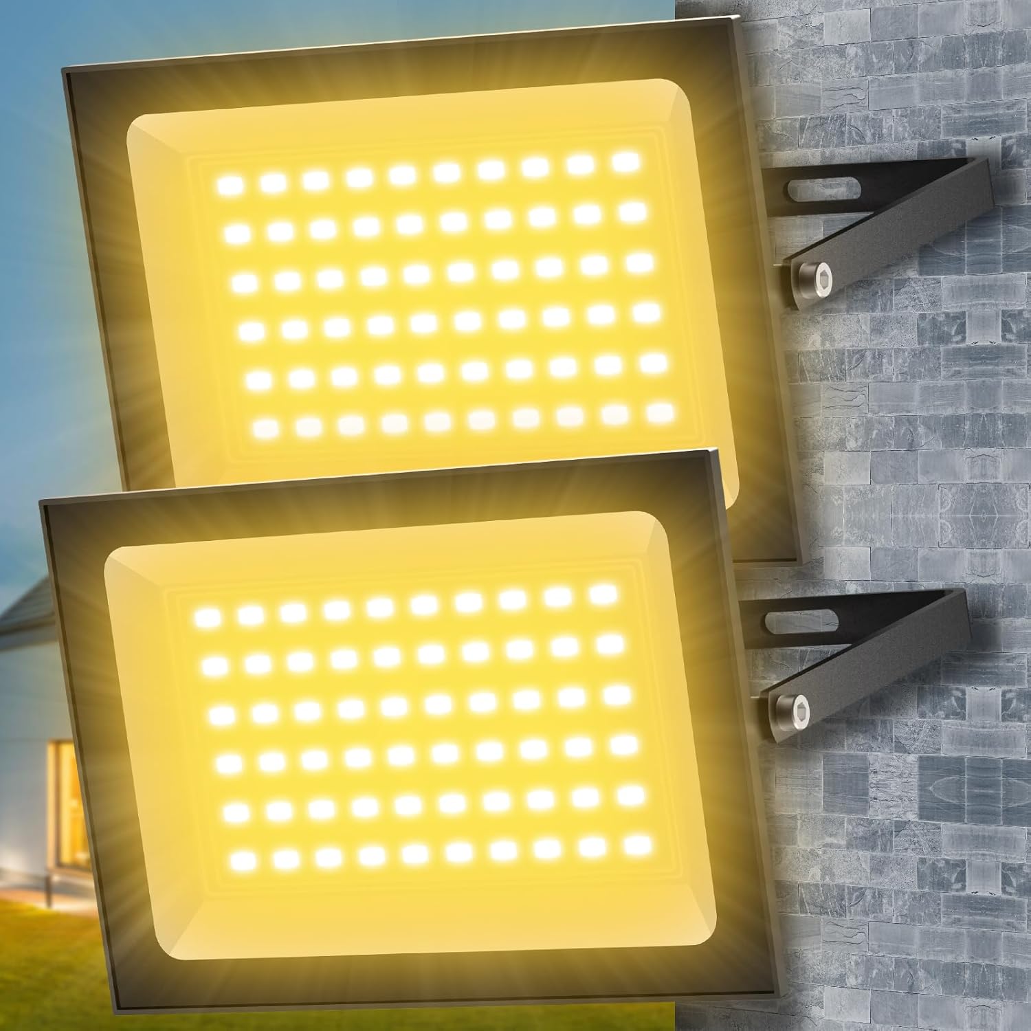 KIWEN【超薄型・2個セット】 LED投光器 80W 10000LM 昼光色 ledライト 屋外 IP66 防水 豪雨対応 作業灯 led 100V対応 アース付きプラグ PSE認証済 灯光器 高演