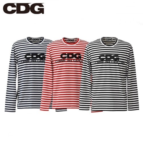 国内発送 / 正規店買付 【COMME des GARCONS】CDG ロゴ ボーダー長袖Tシャツ