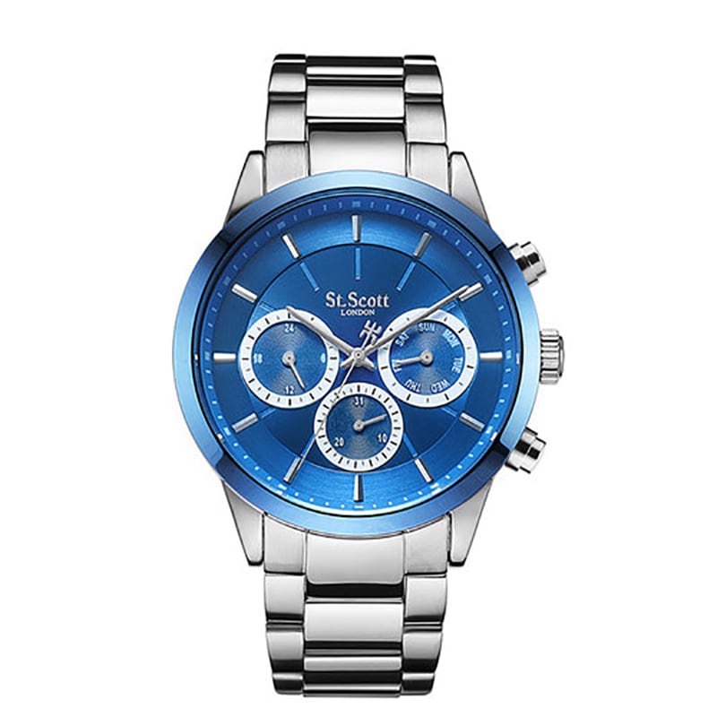 ST3056SLS Men Watch Alloy Metal Case Non-Scratch Hard Mineral Glass 3 Sub Dial