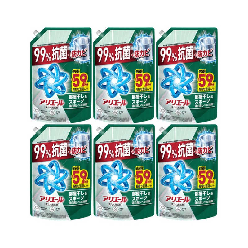 P＆G　(ケース販売) アリエール ジェル 部屋干しプラス つめかえ ウルトラジャンボサイズ 1400g×6個