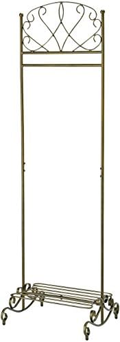 ハンガーラック アンティーク調 コートハンガー 玄関 リビング 棚付き 収納 人気 姫系 お姫様 エレガント プリンセス ゴールド