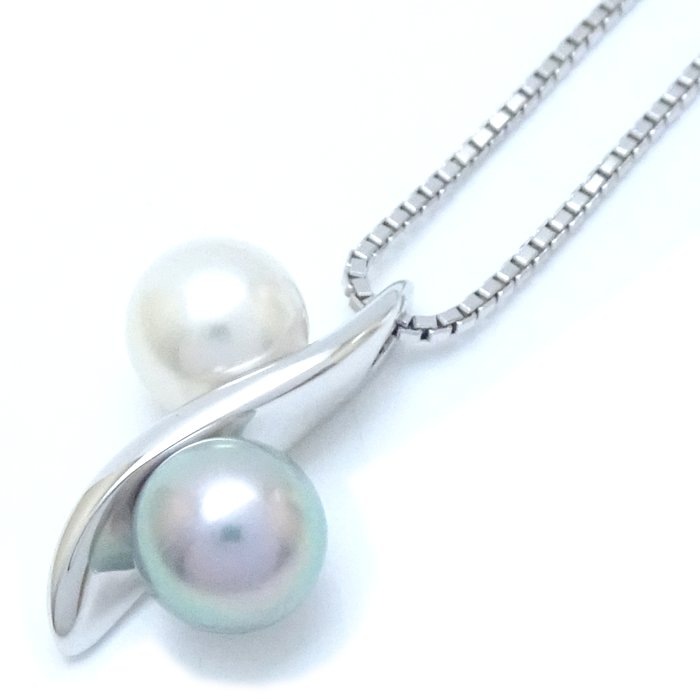 ネックレス ブラックパール6.7ミリ パール6.7ミリ 真珠 K18WG ホワイトゴールド/292176【中古】