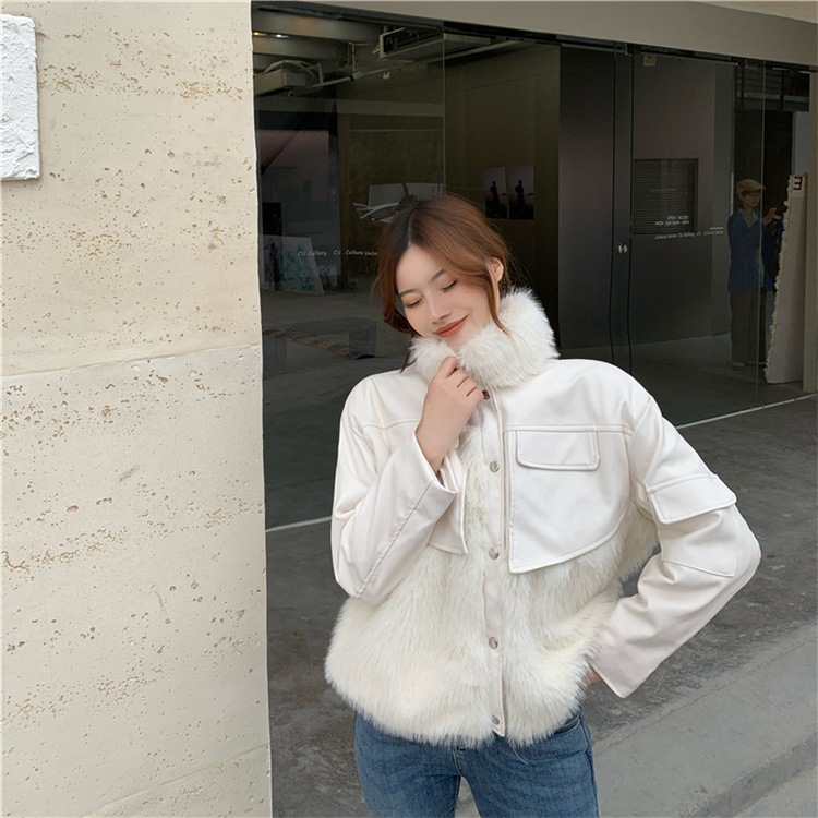 韓国ファッション 2021 縫付 皮毛一体 ジャケット デザインセンス 気質 ファッション コート
