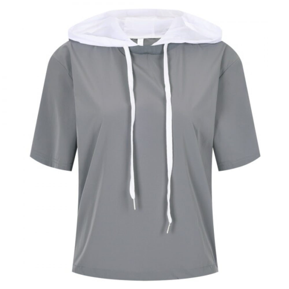 ショップアン SSプレミアム レディース バトム ストリング スパン 半袖 フード Tシャツ LB-WSH-20523 グレー