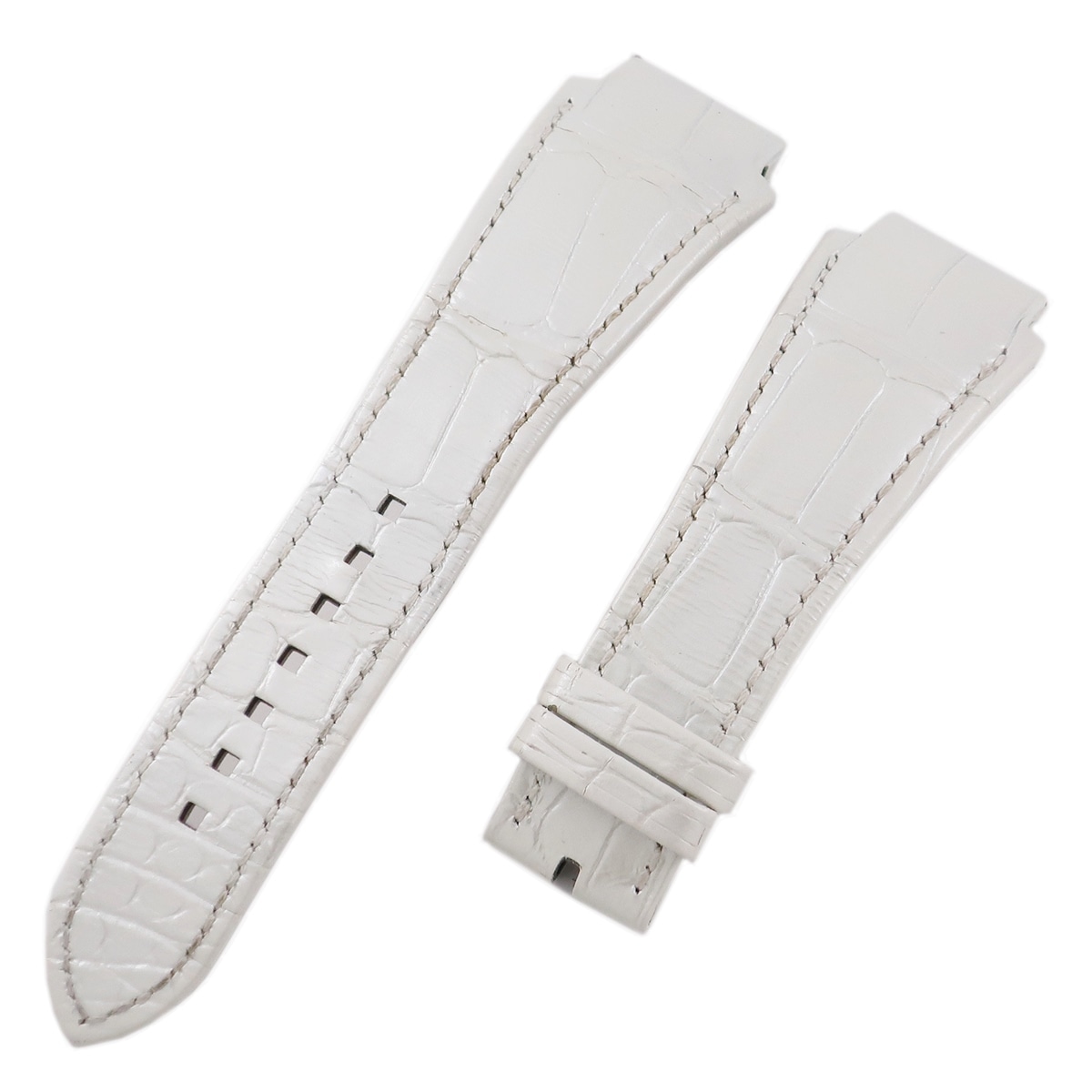 メンズ 純正 クロコ ベルト ストラップ 25ｍｍ 白 3年保証