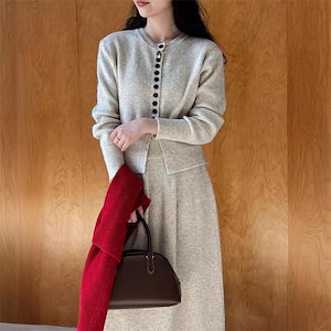 今週まで.値.引.き秋冬優しい雰囲気カジュアルニットセットカーディガンとスカートがセットになったおしゃれなツーピース