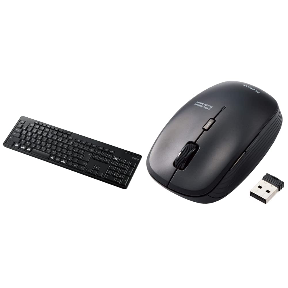 【セット買い】エレコム ワイヤレス フルキーボード 静音設計 抗菌 ブラック TK-FDM116SKTBK & ワイヤレスマウス M-BL21DBSKBK 静音 抗菌 5ボタン 3 77775
