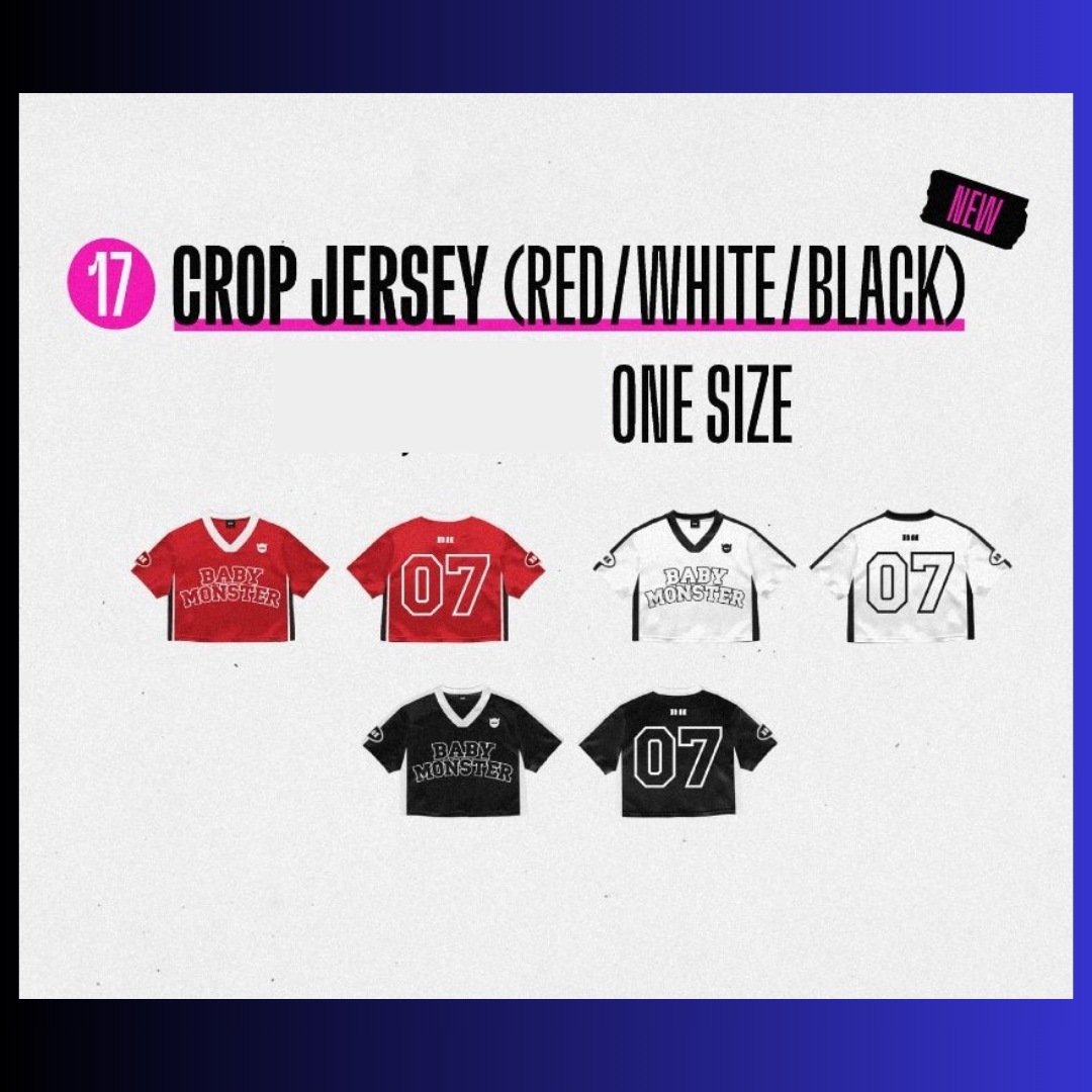 【すぐ発送】【 公式 】 [DRIP CD付き]BABYMONSTER - DRIP - POP-UP store [ CROP JERSEY (RED WHITE BLACK ) ] MD グッズ